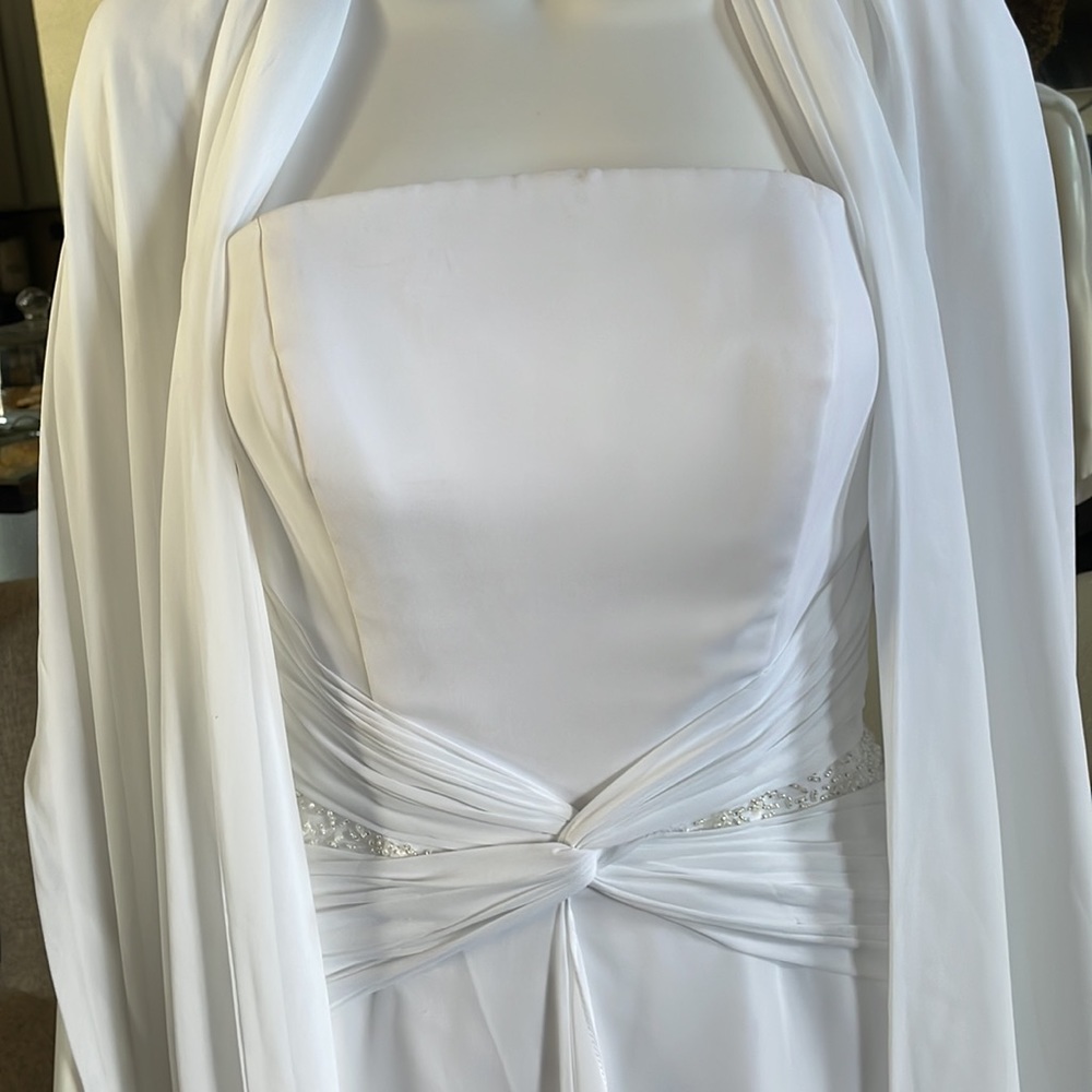 White Chiffon Strapless Gown